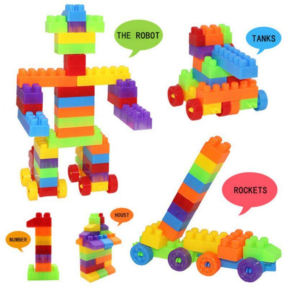 R-FLOWER 66 /88 /118 /138 /180 /268Pcs Batu Bata Plastik Ulang Tahun Masa Kini Majelis Aksesoris Model Edukasi Dini