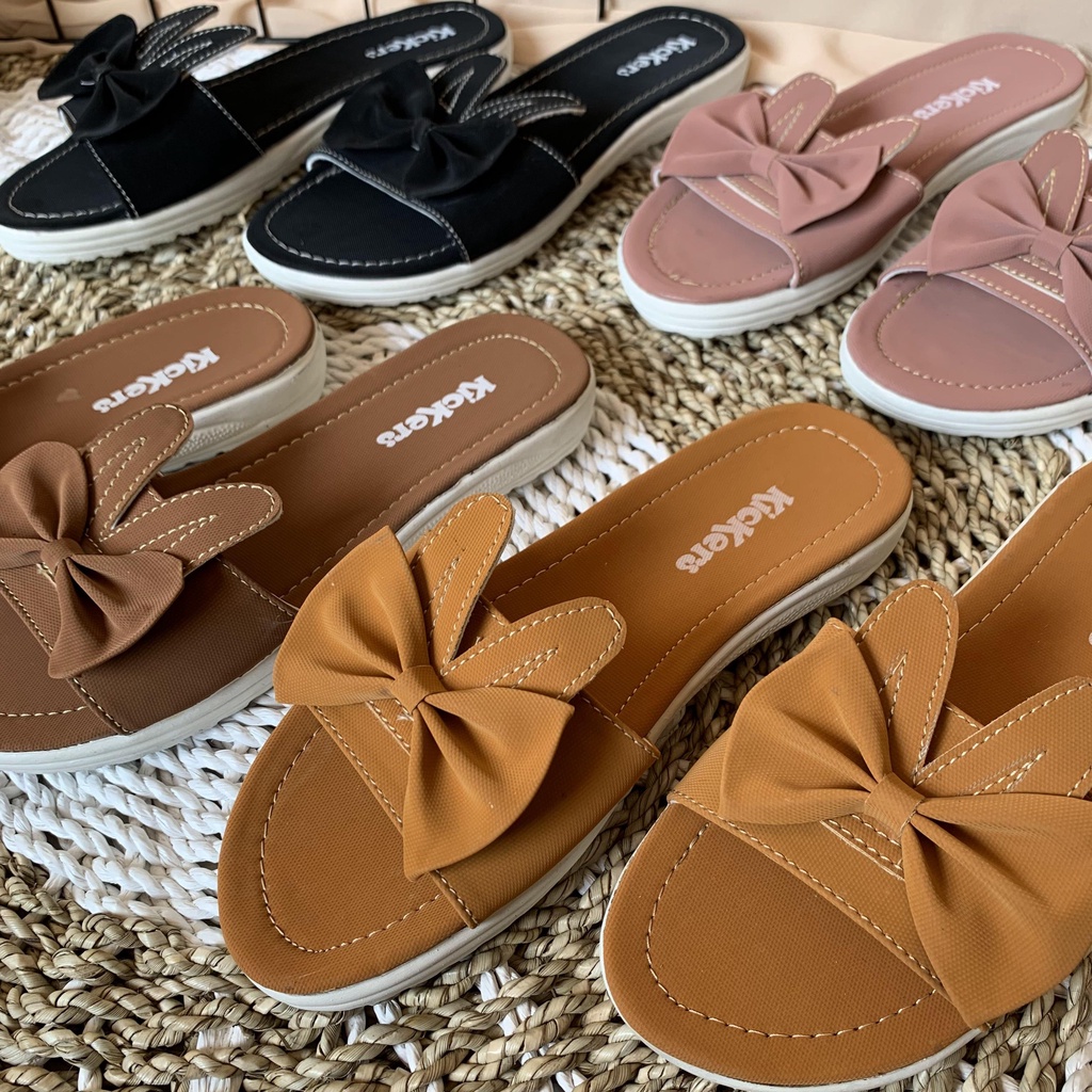 sandal SLOP KELINCI 2 cewek wanita santai termurah best seller terlaris alas halus SANDAL SLOP WANITA FLAT TEPLEK TERBARU KEKINIAN SENDAL SELOP PEREMPUAN SLIP CEWEK SLIDE IBU PESTA KONDANGAN Ramadan Sale Sandal Teplek Sintetis KELINCI