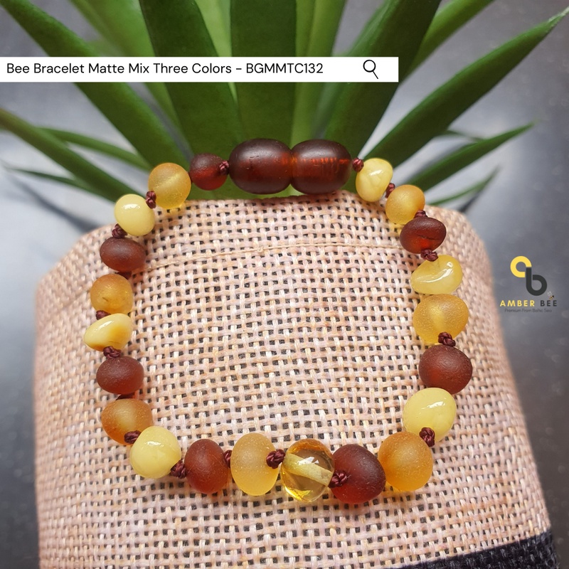 Gelang Amber Baltic Lithuania Balita &amp; Anak Premium Matte Mix Colors BGMMTC132 By Amber Bee