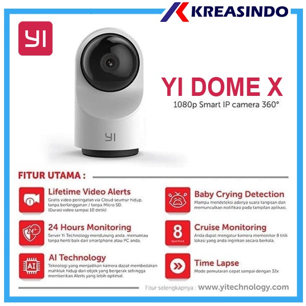 Xiaomi Xiaoyi YI DOME X 1080P 360 IP Camera Wifi Smart CCTV Garansi Resmi