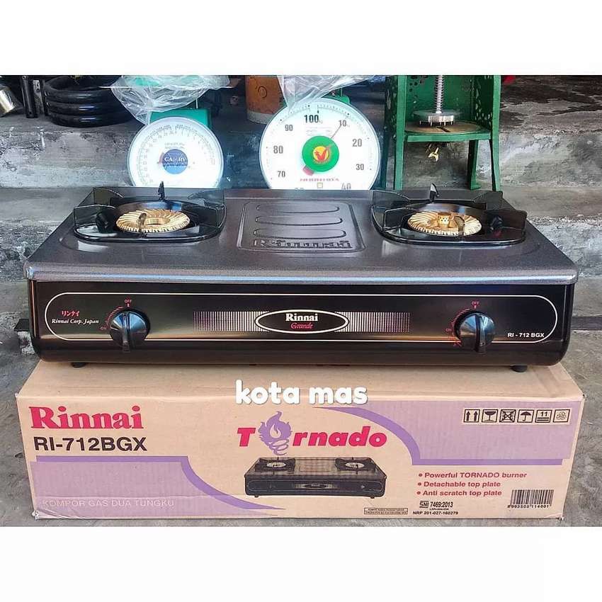 Kompor Gas Rinnai RI 712BGX Tornado Big Flame Stainless Steel