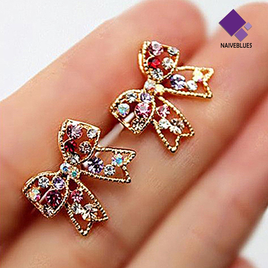 Naiveblue 1 Pasang Anting Klip Lapis Emas Untuk Wanita