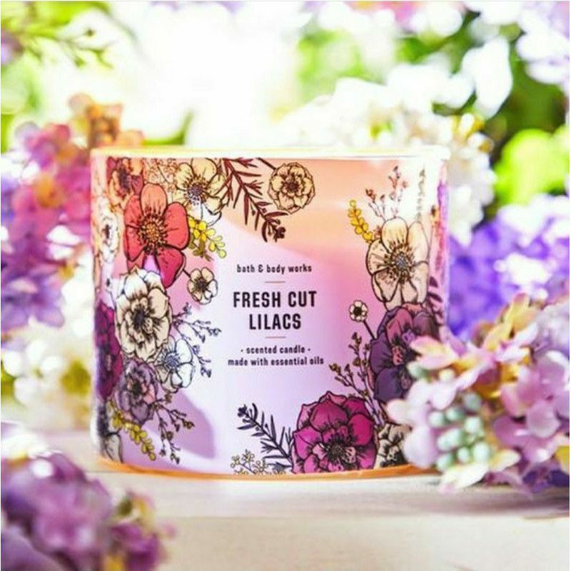 Bath &amp; Body Works BBW LOVE YOU FRESH CUT LILACS 3-WICK SCENTED CANDLE 411 G LILIN WANGI 3 SUMBU UKURAN BESAR PENGHARUM RUANGAN