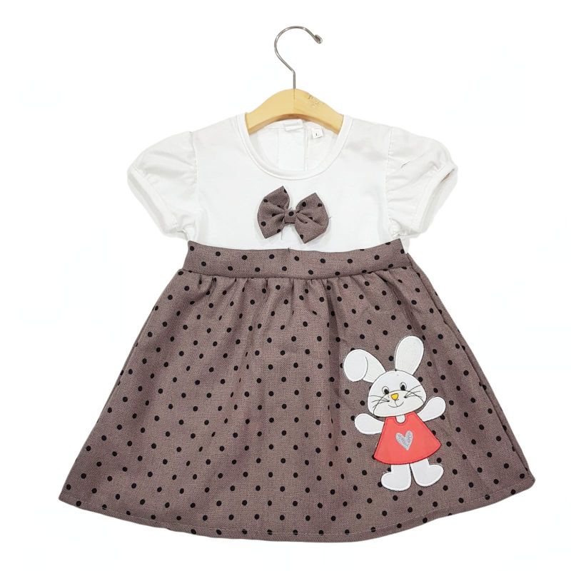 DRESS FASHION ANAK PEREMPUAN 1 TAHUN MOTIF POLKADOT PITA