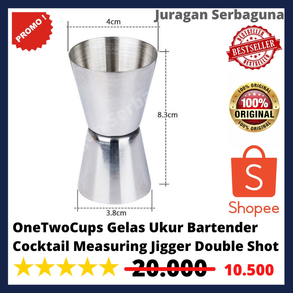 OneTwoCups Gelas Ukur Bartender Cocktail Measuring Jigger Double Shot