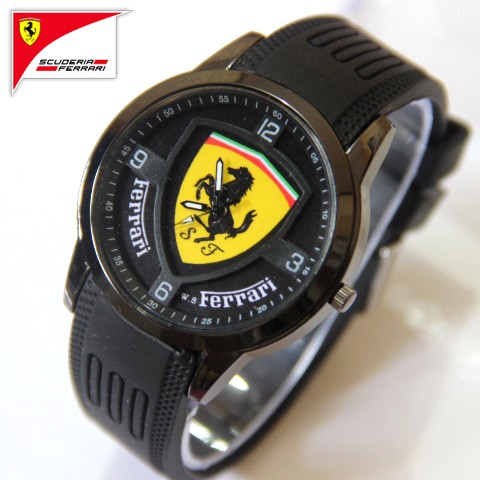JAM TANGAN PRIA FERRARI SCUDERIA FULL BLACK RUBBER