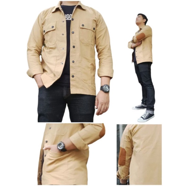 (COD) JAKET SEMI PARKA ELBOWS CREAM