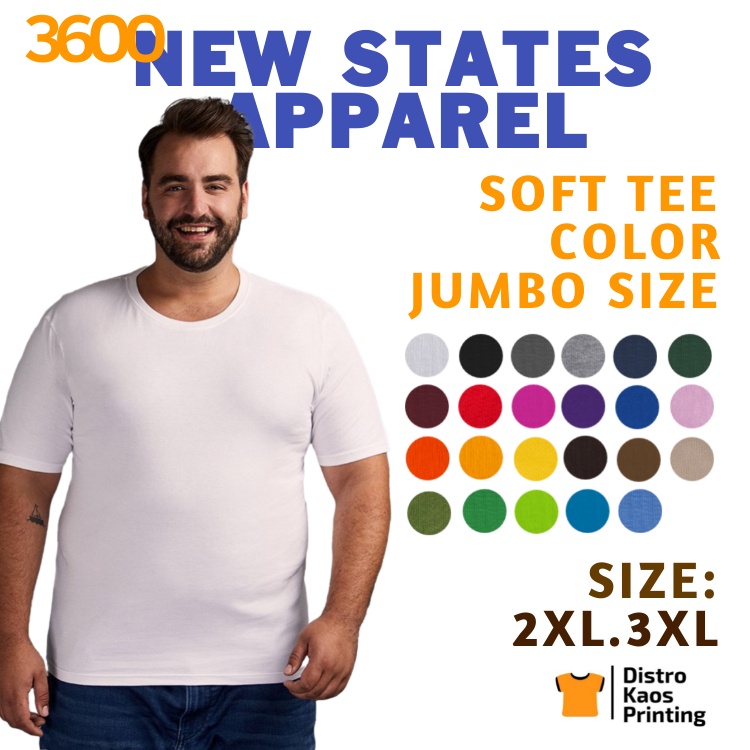 NSA Softee 3600 Kaos Polos Katun Baju Pakaian Big Size Jumbo XXL XXXL | Kaos Oblong New States Appar