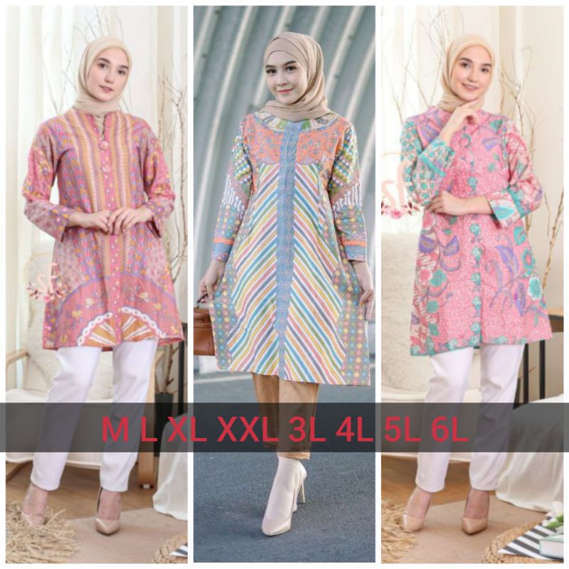 tunik batik wanita jumbo M L XL XXL XXXL XXXXL