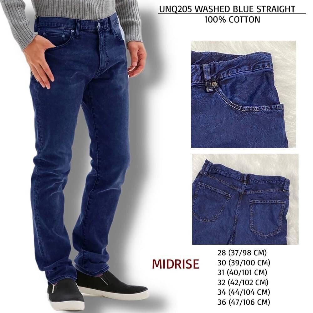 Celana Jeans Pria Uniqlo 205 Washed Straight