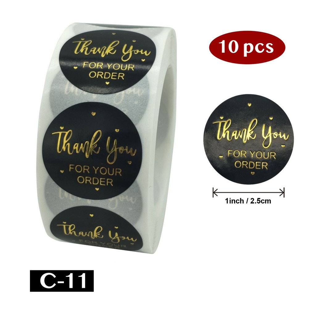 AliMaMa - STIKER THANK YOU 10 PCS - Sticker Terima Kasih Segel Olshop Online Shop Packaging Packing Souvenir Suvenir Import Murah Medan-C-11