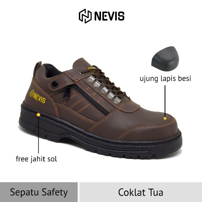 Sepatu Safety Original Nevis Nvs 25 Sepatu Kerja Proyek Lapis Besi Bonus Jahit Sol