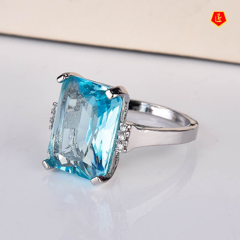 [Ready Stock]Fashion Luxury Topaz Sapphire Ring