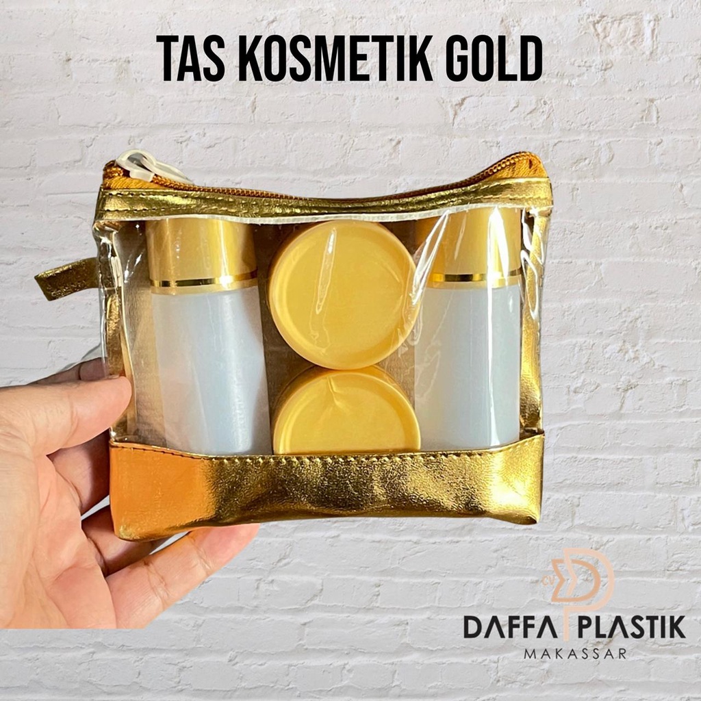 TAS KOSMETIK  / POUCH KOSMETIK WARNA GOLD