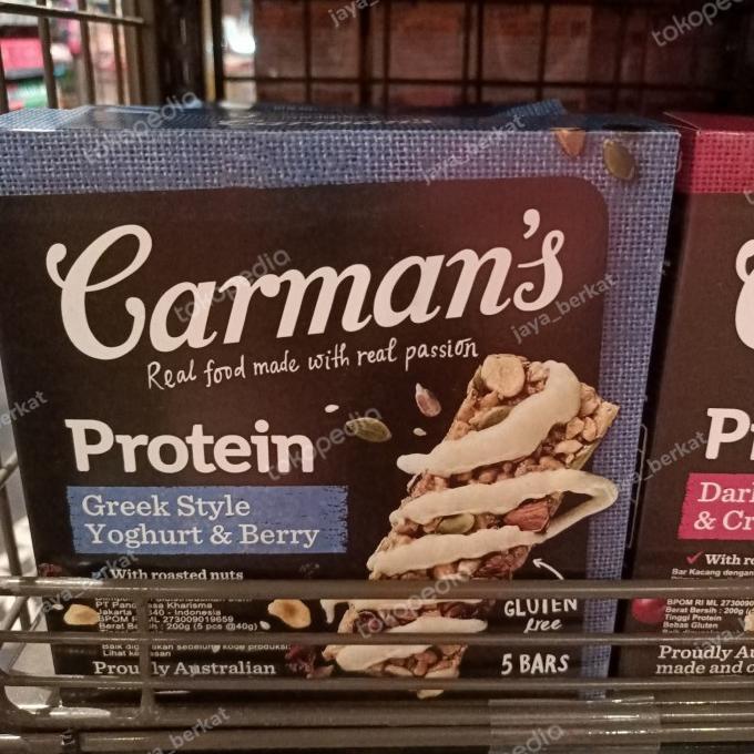 

'+'+'+'+] carman's protein greek style yoghurt & berry 5 bar 200gr