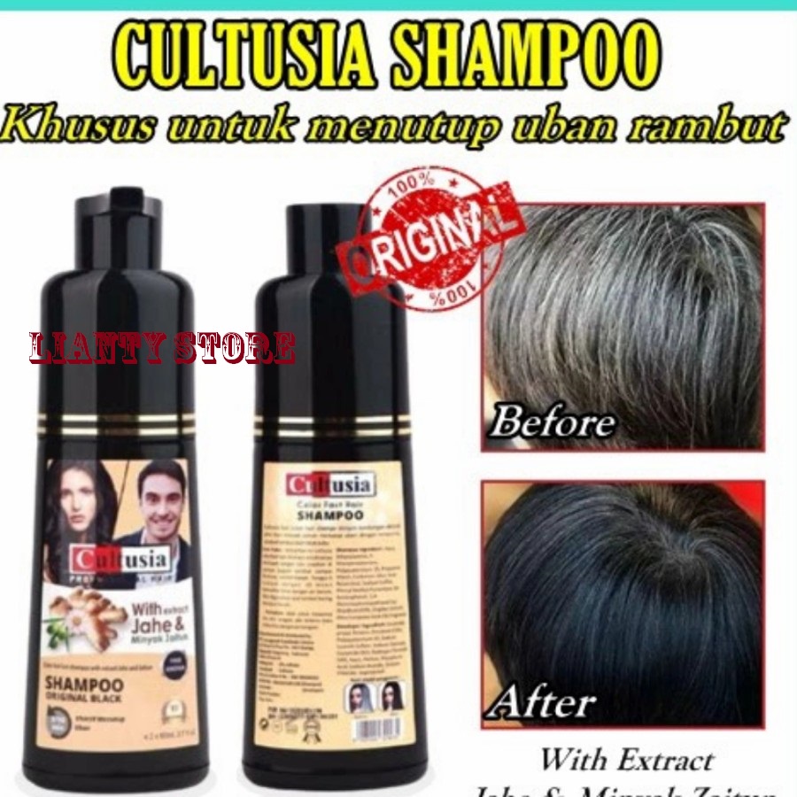 NEWS CULTUSIA Shampoo ORIGINAL Black with Jahe &amp; Olive oil PENGHITAM RAMBUT