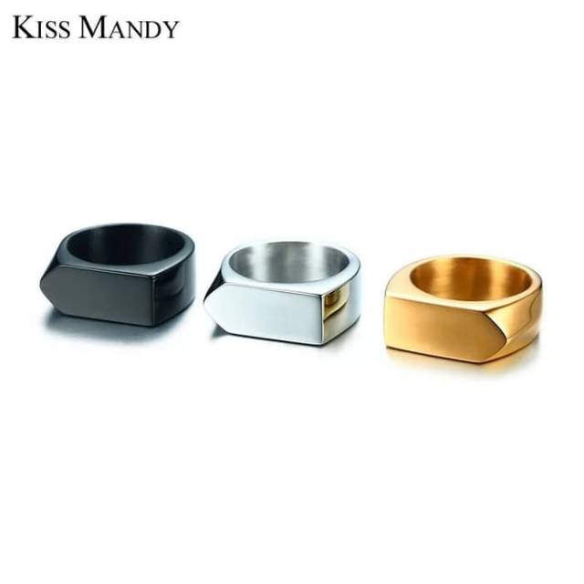 Cincin titanium pria - cincin hitam silver emas cowok
