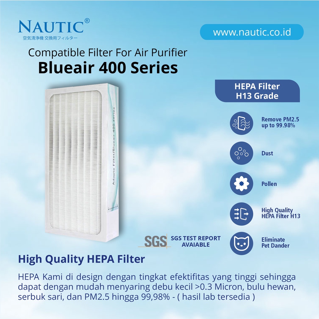 NAUTIC - Blu*air 400 Series Compatible (BUKAN ORI) Filter SMOKESTOP PARTICLE