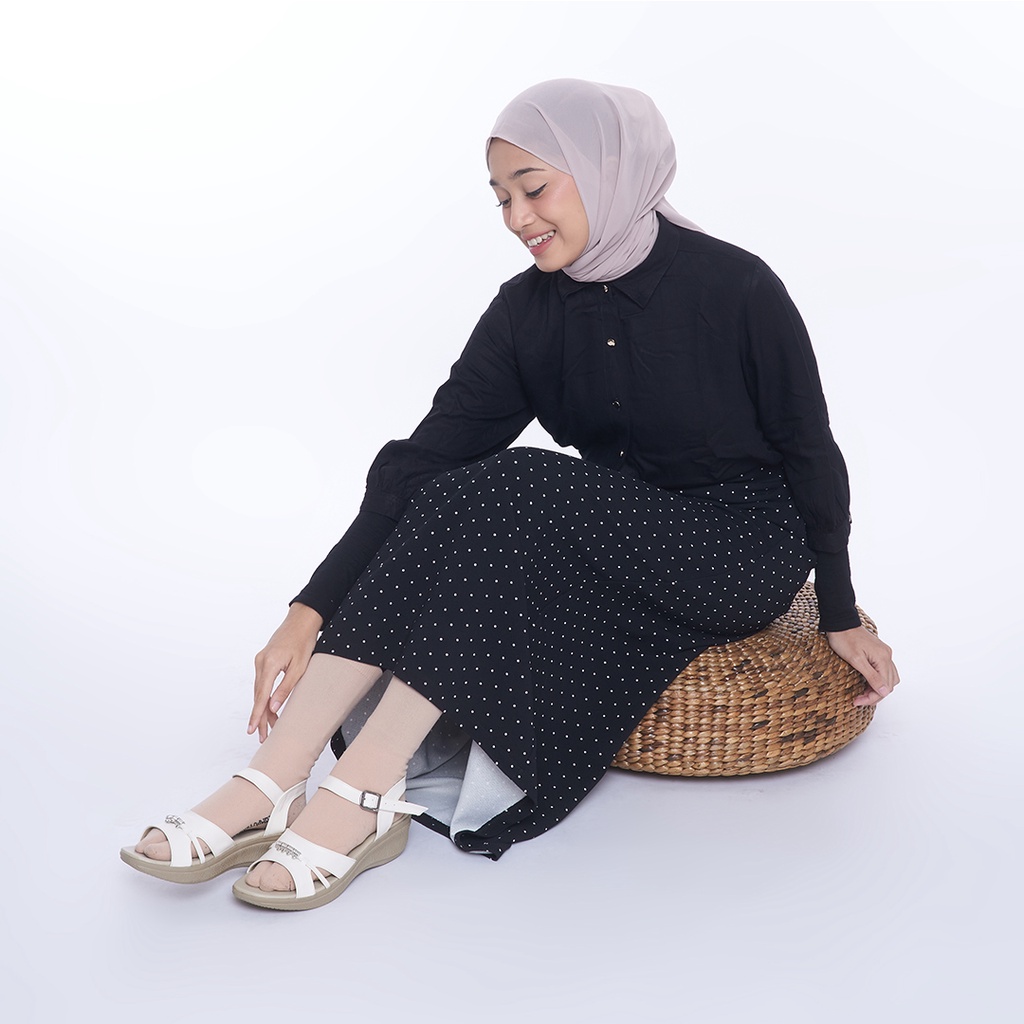 EHBERS Sandal Wedges Wanita Cream Original EH 015