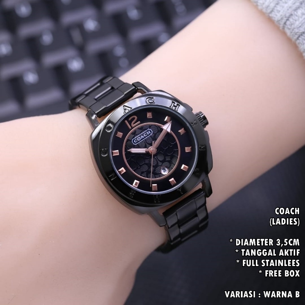 JAM TANGAN WANITA FASHION RANTAI BODY BULAT TANGGAL AKTIF