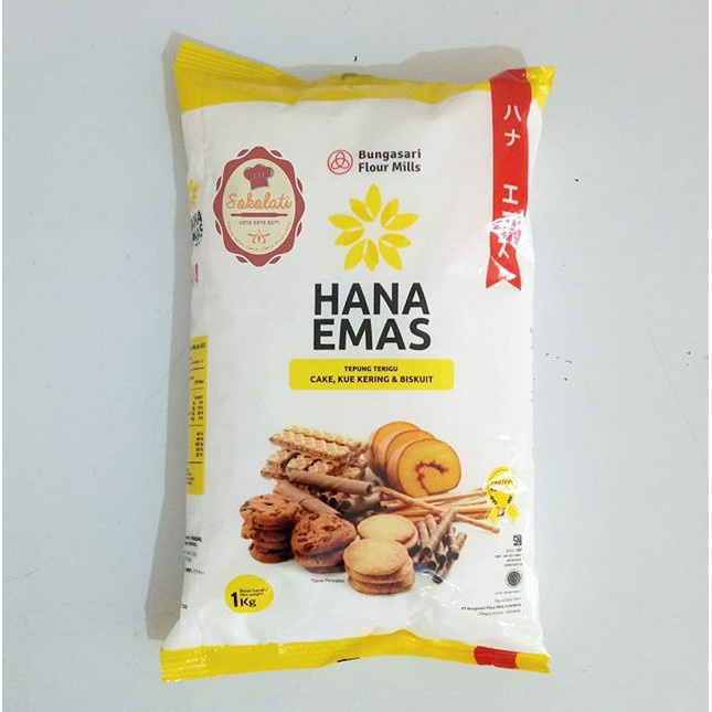 

tepung terigu hana emas 1kg bungasari flour protein rendah kunci