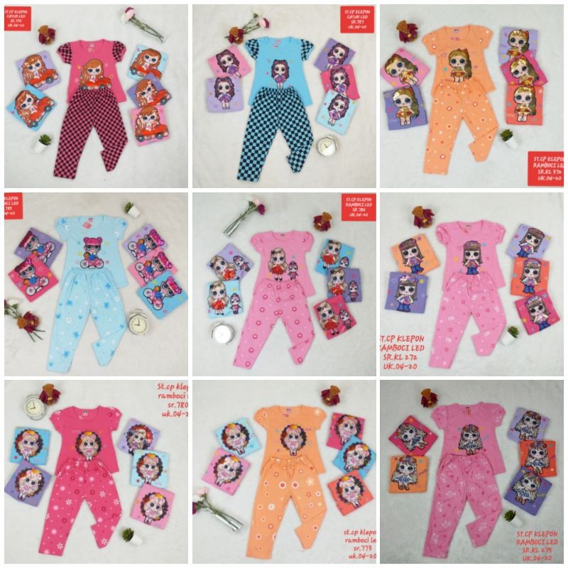 SETELAN BAJU ANAK PEREMPUAN 2-7 TAHUN LENGAN PENDEK CELANA PANJANG RANDOM TIDAK BISA PILIH MOTIF