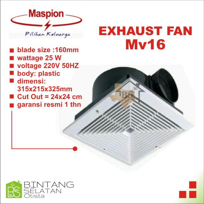 Maspion EXHAUST FAN / VENTILATING MV16 plafon