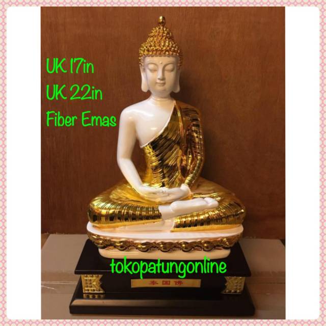 Patung Buddha Fiber Emas 17in