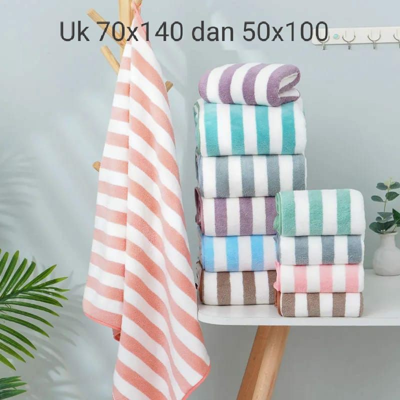 1Pcs Handuk Mandi Dewasa  Xin Yuen, Handuk Micro Bulu Salur /motif lain Size 50x100/70x140