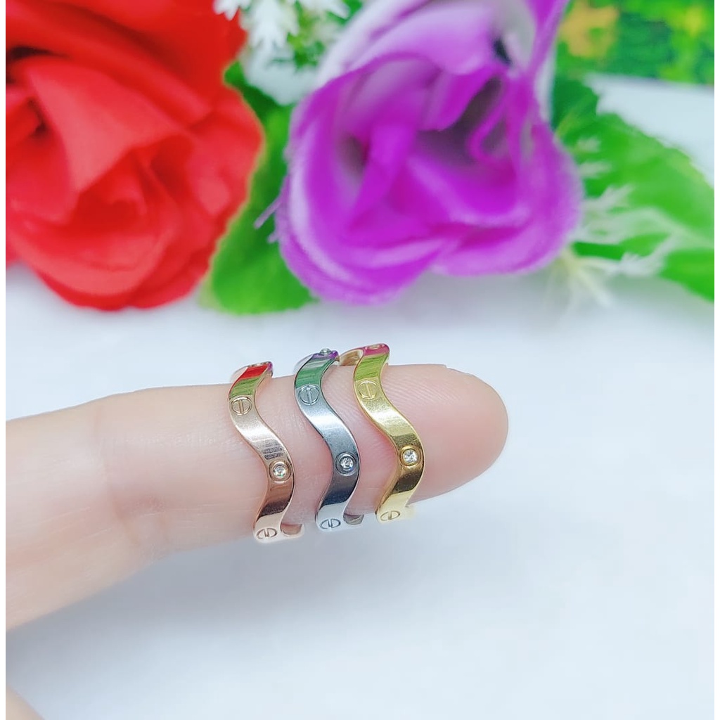Titanium cincin 775 bergelombang perhiasan fashion
