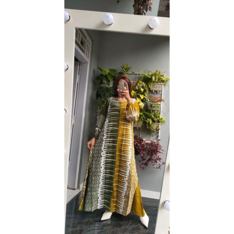 gamis batik grenntea/gamis rayon cap/gamis batik pekalongan/gamis kaftan hsb