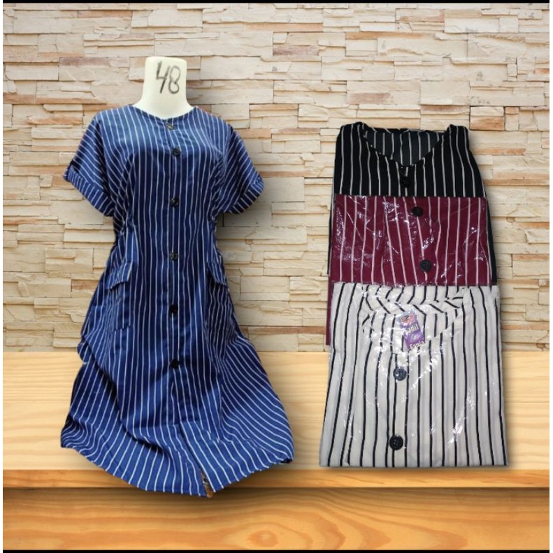 Tunik Panjang | Pakaian Motif Garis | Long Tunik | Pakaian Wanita