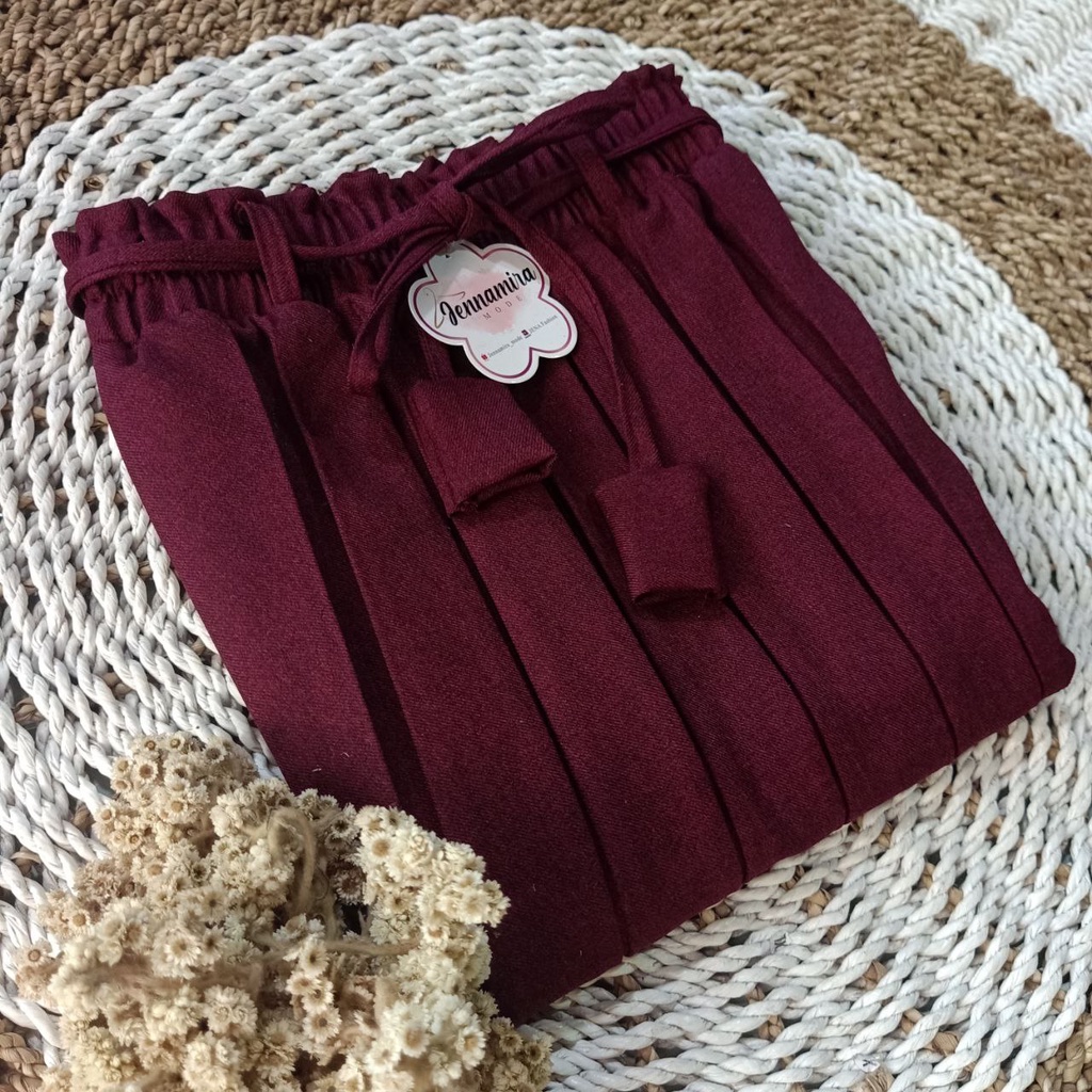 ROK PLISKET SEMI WOLL POLOS| ROK PLISKET SEMI WOL FORMAL | ROK PLISKET SEMI WOLL KERJA-POLOS MAROON