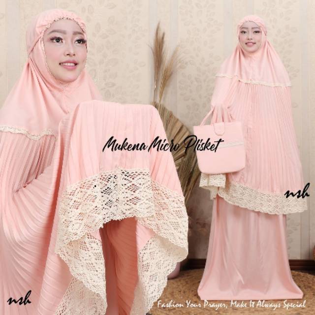 Mukena Renda Rajut Combi Plisket