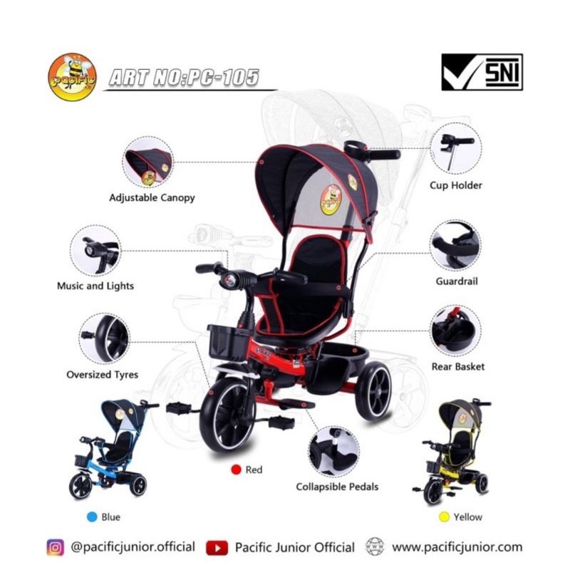 Sepeda anak roda 3 pacific 105 tricycle