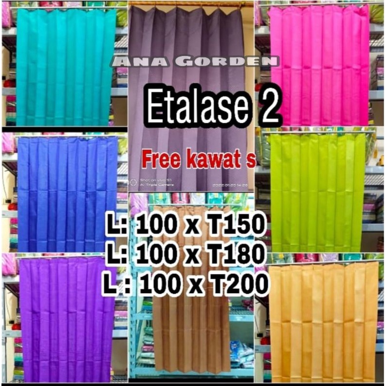 Gorden polos TANPA PONI / gorden pintu / gorden jendela / hordeng / korden / termurah/terlaris/tirai