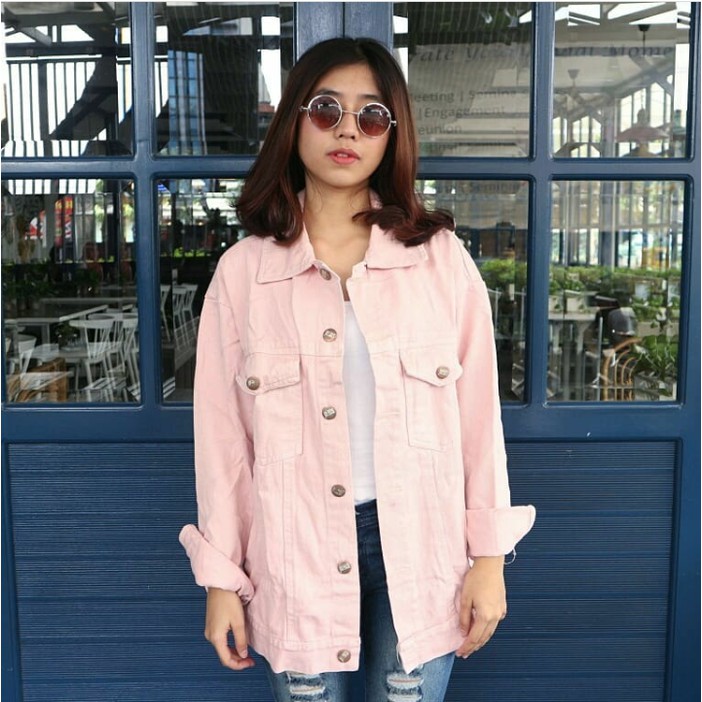 Oversize Jacket Jeans Pink Zara | Jacket Denim Pink - Merah Muda