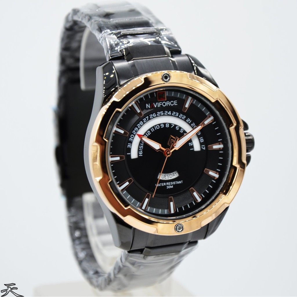 Jam Tangan Pria Original NAVIFORCE NF-9121 M stainlees steel analog water resistant