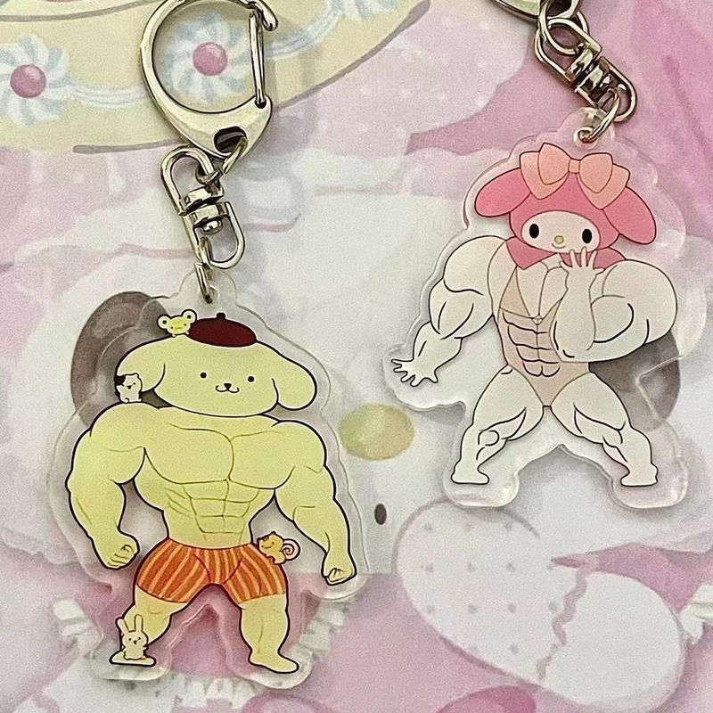 Gantungan Kunci Bentuk Kartun Macho Sanrio Otot Untuk Aksesoris Tas