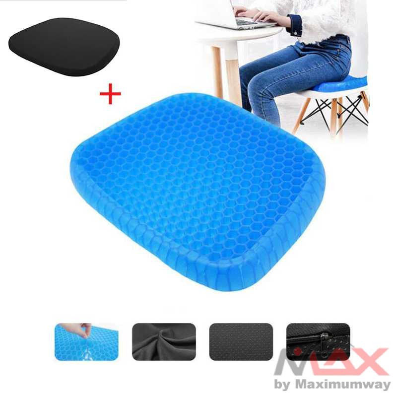 Bantal mobil plus sarung super empuk super nyaman sistem sarang lebah meredam panas Mengurangi sakit pegal saat berkendara anti pegal saat duduk Durable Gel Cushion Home Living Room Bedroom Sofa Chair Cushion Massage Elastic Cushion