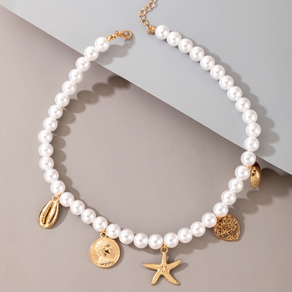 Hu Hu Hu Hu Hu Alat Bantu Pasang Kacamata♡ Kalung Rantai Klavikula Hias Mutiara Imitasi Bentuk Hati Gaya Retro Untuk Wanita