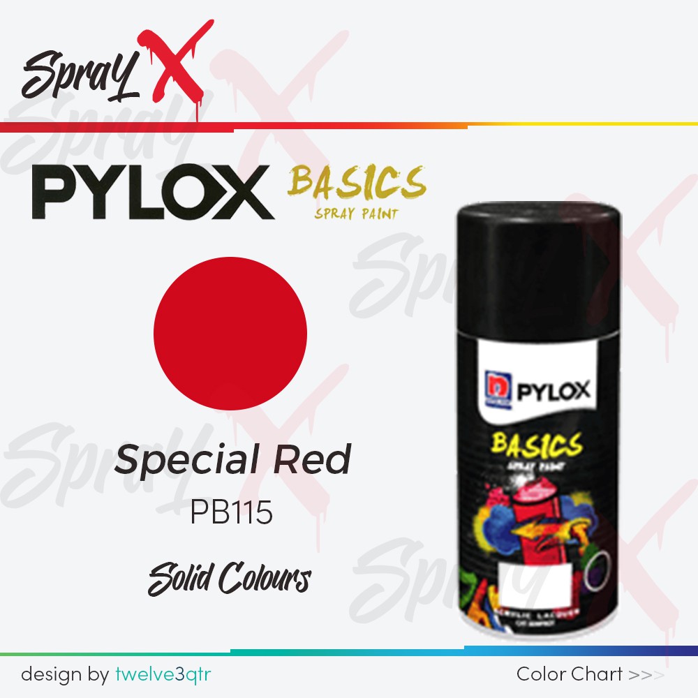 PYLOX BASICS SOLID SPECIAL RED 115 / MERAH TERANG PB115 300ML - CAT SEMPROT / PILOX BASIC