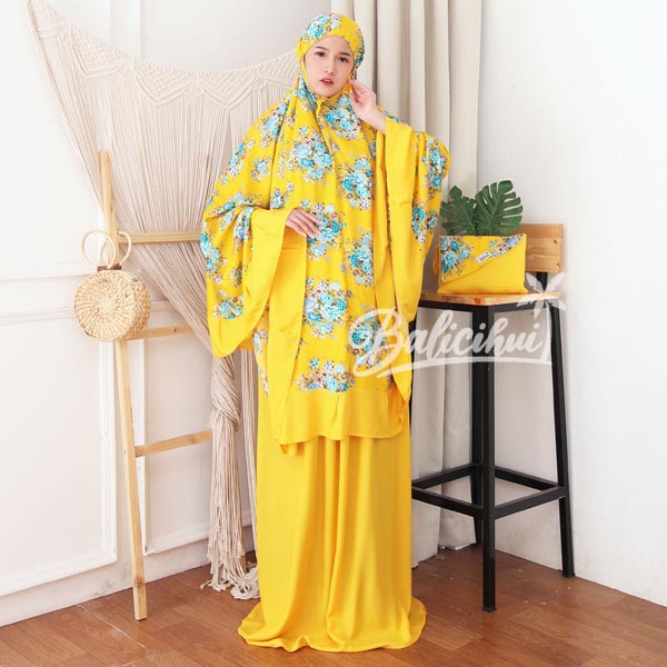 Balicihui Mukena Nadia Kuning 2 Mukena Bali Jumbo Mukena Bali Dewasa by Balicihui