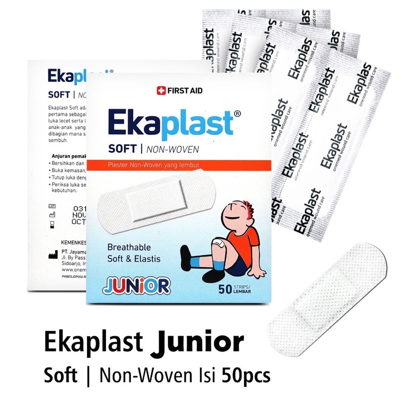 Plester Luka Non Woven Ekaplast Junior Plester Kain Luka Anak Lembut Plester Anak