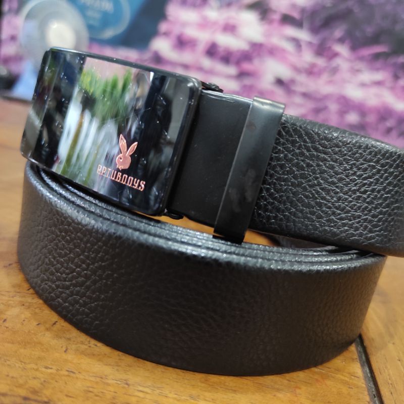 Gesper Pria Panjang 155 Cm Asli Import PL201 Ikat Pinggang Resleting Rell Sabuk Kulit PU Resleting