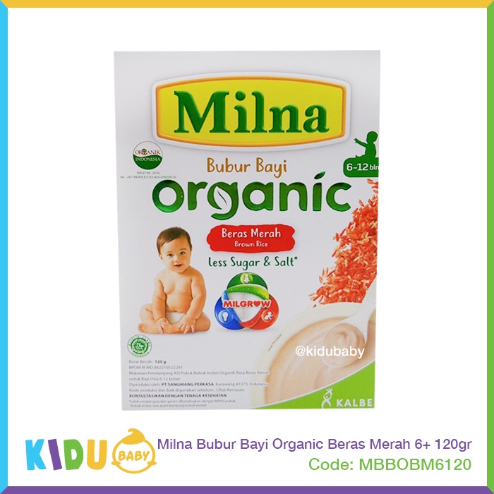 Milna Bubur Bayi Organic 120gr Makanan Cemilan MPASI si Kecil Kidu Baby