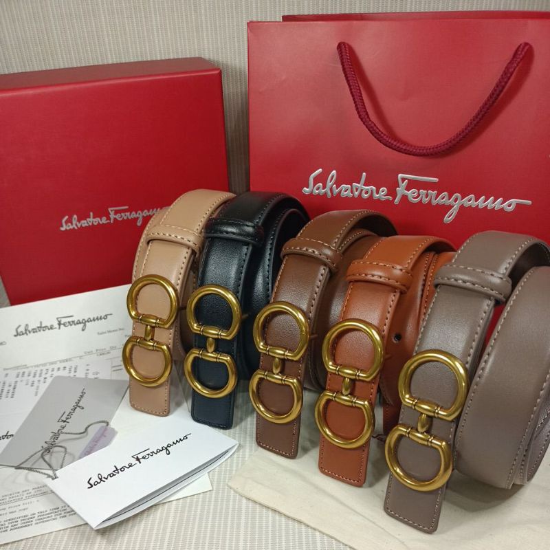 Belt wanita / tali pinggang kulit SFR gift set mirror quality