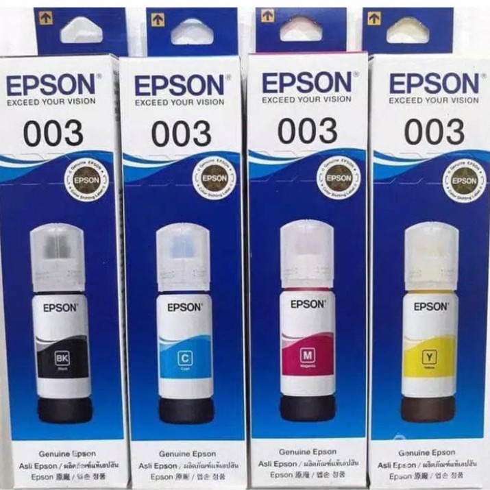 TINTA BOTOL EPSON 003 ORI BLACK / 003 CYAN / 003 MAGENTA / 003 YELLOW / PRINTER TINTA EPSON 003 ORIGINAL L1110/L3100/L3101/L3110/L3150/L5190