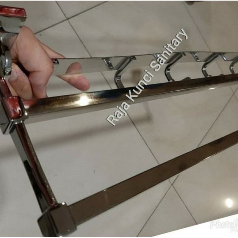 Gantungan Handuk Lipat Stainless/Gantungan Lipat/Gantungan Handuk Lipat 2 Baris Stainless