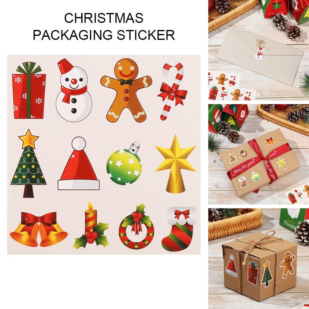 Solighter 120pcs Kemasan Sticker Decor DIY Handmade Tag Natal